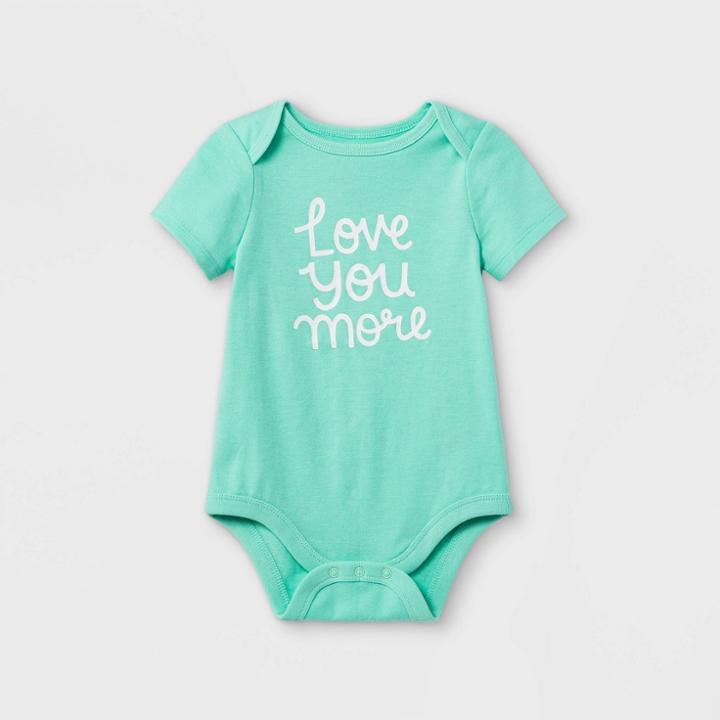 Baby Girls' 'love You More' Short Sleeve Bodysuit - Cat & Jack Mint