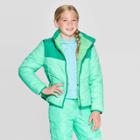 Girls' Reversible Puffer Jacket - C9 Champion Green M, Girl's,