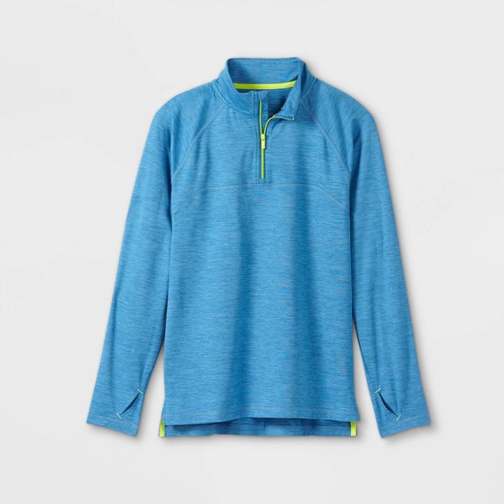 Boys' Soft Gym 1/4 Zip Sweatshirt - All In Motion Heathered Blue