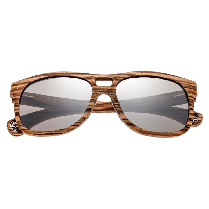 Earth Wood Las Islas Polarized Sunglasses - Zebra & Walnut/silver, Adult Unisex