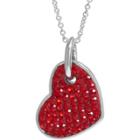 Distributed By Target Women's Silver Plated Crystals Heart Pendant - Red/silver