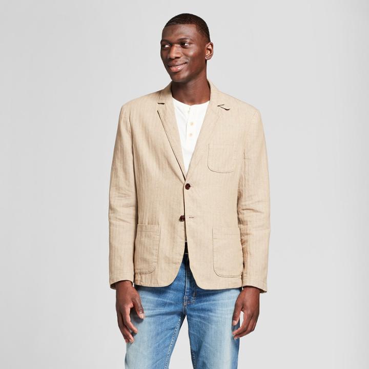 Men's Standard Fit Linen Blazer - Goodfellow & Co Tan