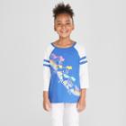 Girls' Unicorn Baseball 3/4 Sleeve T-shirt - Cat & Jack Blue