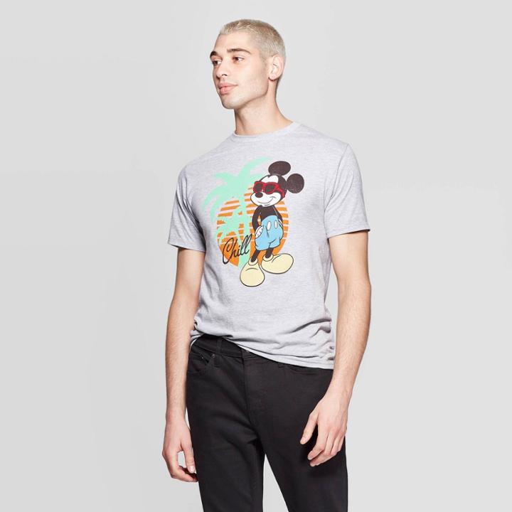 Men's Disney Mickey Mouse Short Sleeve Crewneck North Mickey Shades Graphic T-shirt - Awake Gray