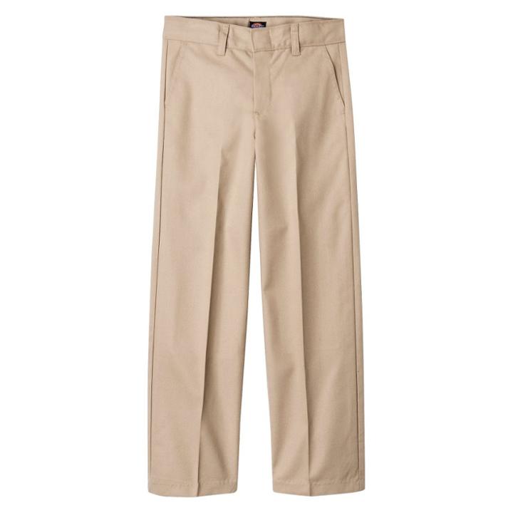 Dickies Boys' Flat Front Uniform Chino Pants - Khaki (green) 12 Husky,