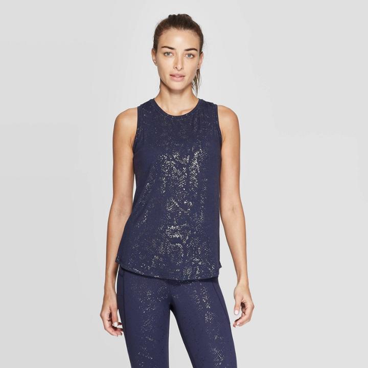 Women's Performance Animal Print Active Tank Top - C9 Champion Xavier Navy M, Size: Medium, Xavier Blue