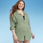 Women's Plus Size Button-up Cover Up Shirtdress - Kona Sol