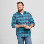 Men's Tall Long Sleeve Lightweight Flannel Button-down Shirt - Goodfellow & Co Cyber Turquoise