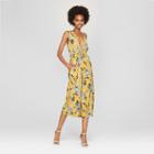 Women's Floral Print Sleeveless Jumpsuit - Needlework Yellow