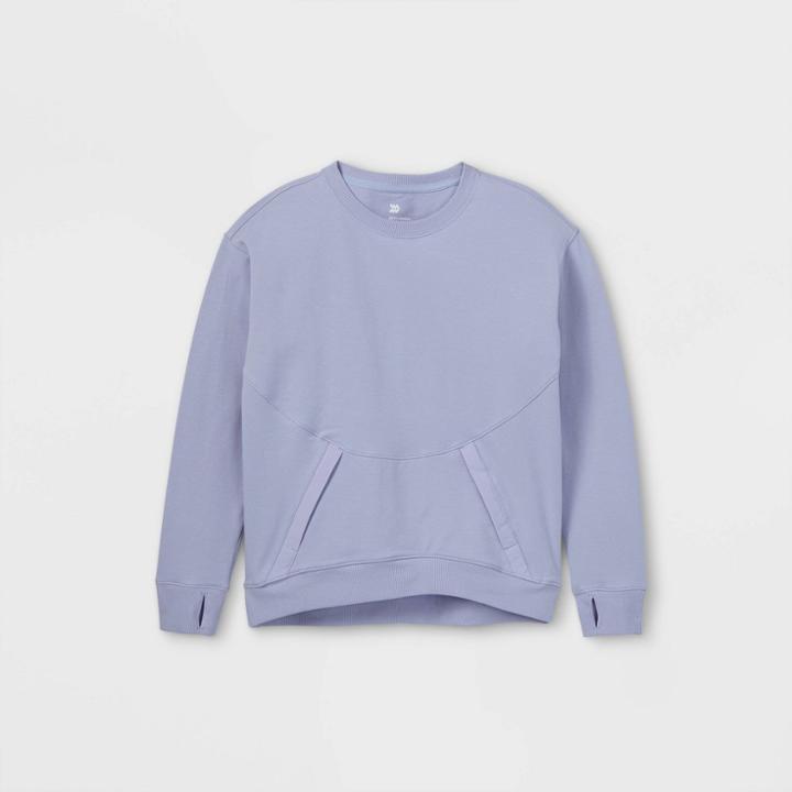 Girls' Performance Lightweight Crewneck Sweatshirt - All In Motion Lilac Purple