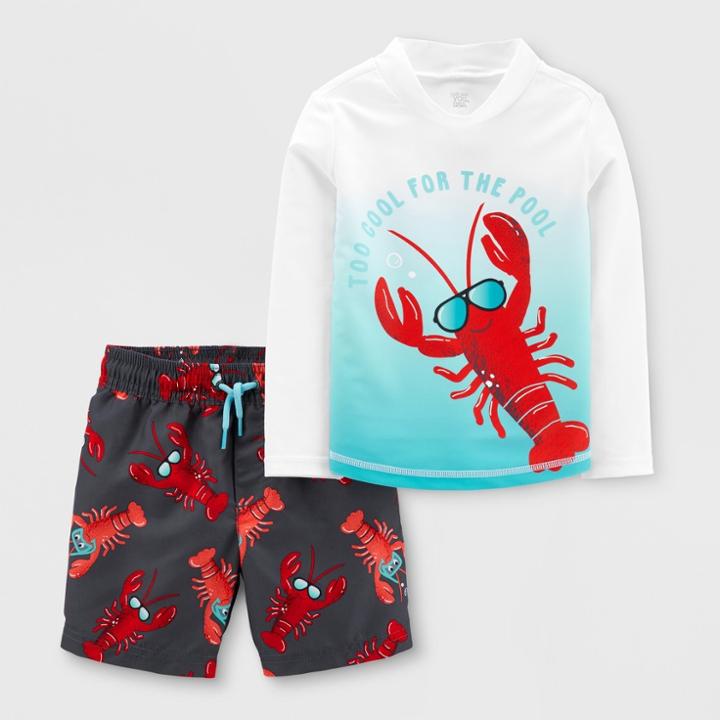 Toddler Boys' 2pc Lobster Rash Guard Set - Just One You Made By Carter's White 2t, Boy's, Red/white