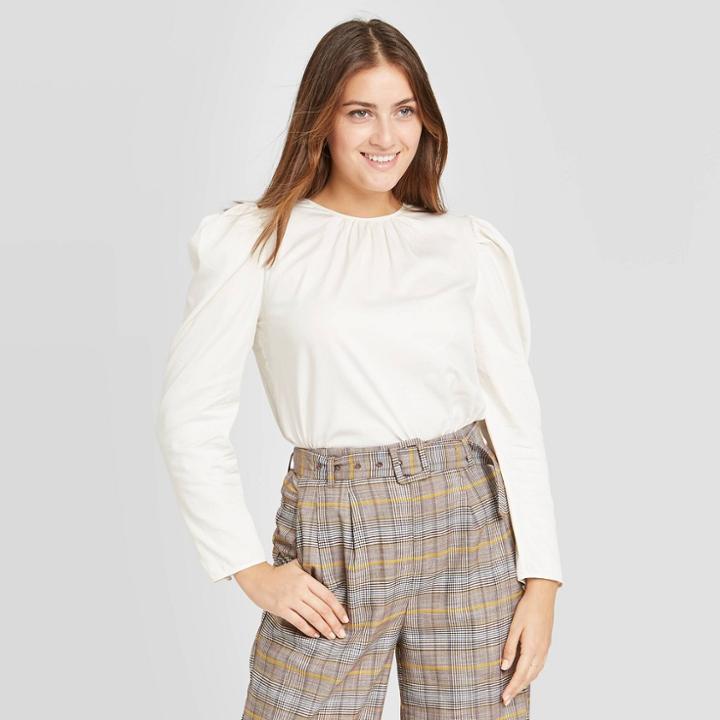 Women's Puff Long Sleeve Top - A New Day Cream