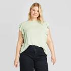 Women's Plus Size Short Sleeve Linen T-shirt - A New Day Lime Green 1x, Women's, Size: 1xl, Green Green
