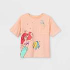 Girls' Disney Princess Ariel And Flounder Pocket Short Sleeve Graphic T-shirt - Pink