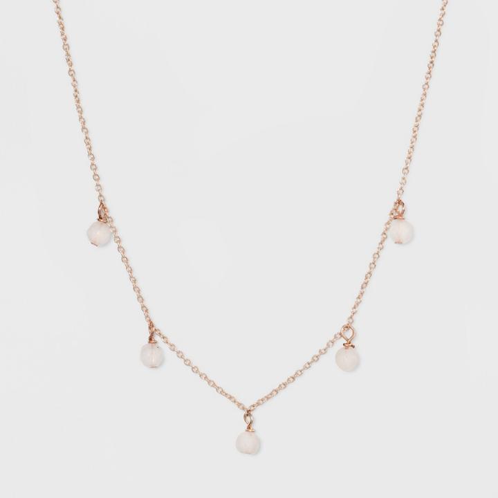 Silver Plated Stone Bead Necklace & Earring Set - A New Day Pink/gold, Girl's