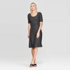 Petitewomen's Short Sleeve U-neck Knit A Line Dress - Who What Wear Silver Xs, Women's, Black