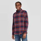 Men's Standard Fit Long Sleeve 1-pocket Flannel Button-down Shirt - Goodfellow & Co Red Velvet