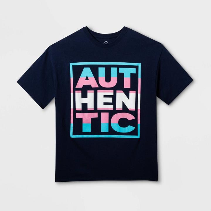 Well Worn Pride Gender Inclusive Adult Extended Size Transgender Pride T-shirt - Navy 1xb, Adult Unisex, Blue