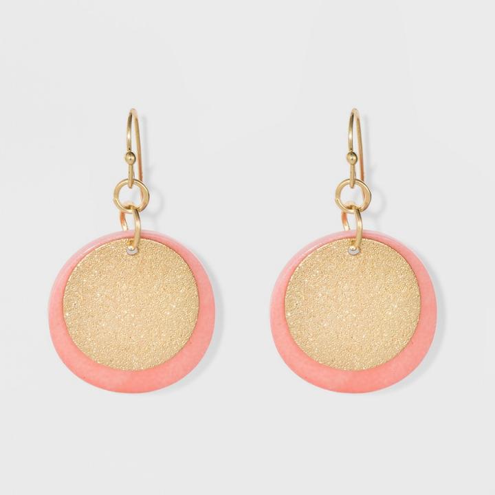 Diamond Dust Coins And Rivershell Disc Earrings - A New Day Pink/gold