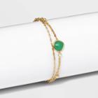 Double Layered And Green Aventurine Charm Slider Chain Bracelet - A New Day