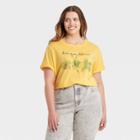 Zoe+liv Women's Plus Size Hang In There Plants Short Sleeve Graphic T-shirt - Yellow