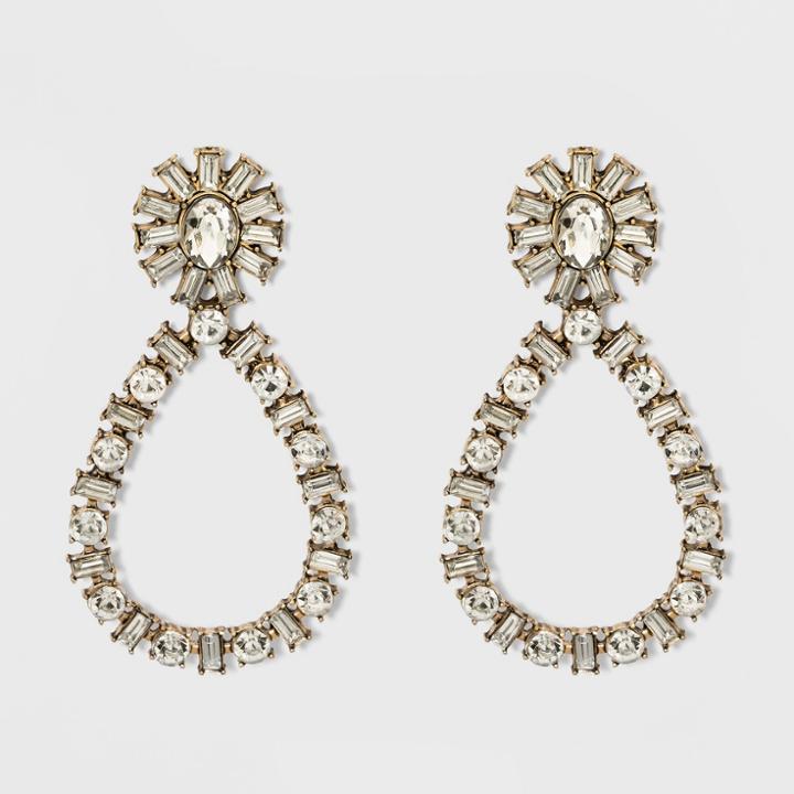 Sugarfix By Baublebar Glistening Crystal Hoop Earrings - Clear, Girl's