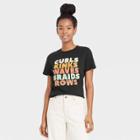 Well Worn Black History Month Women's 'curls Kinks' Short Sleeve Graphic T-shirt - Black