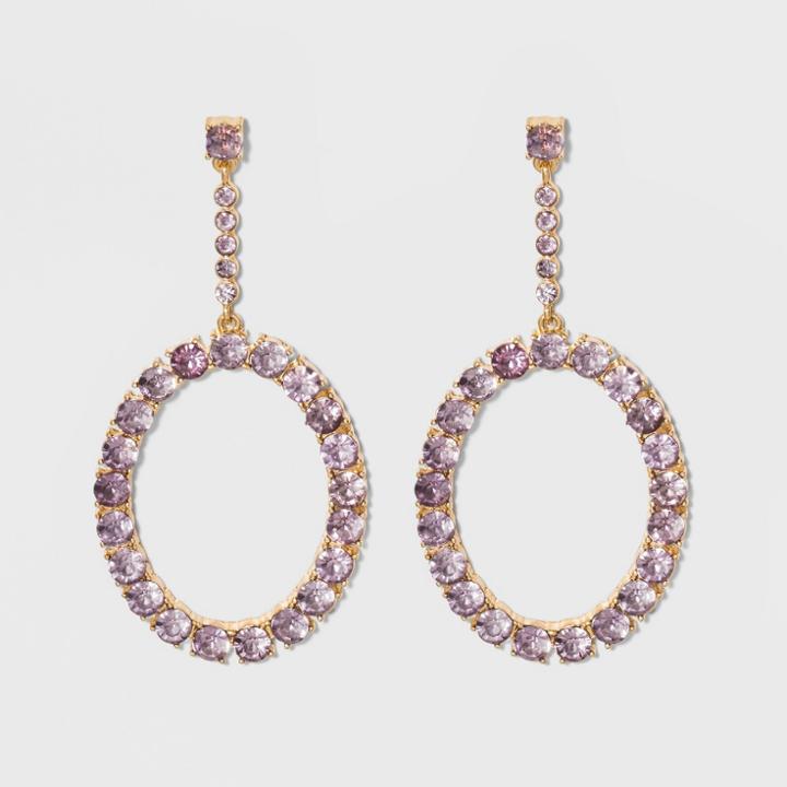Sugarfix By Baublebar Bejeweled Hoop Earrings - Lavender, Pale Purple