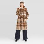 Women's Double Breasted Wrap Coat - A New Day Plaid