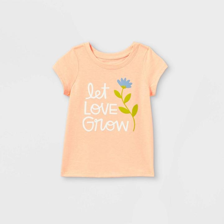 Toddler Girls' Let Love Grow Short Sleeve T-shirt - Cat & Jack Peach