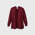 Women's Plus Size Open Neck Lightweight Cardigan - Ava & Viv Dark Red X