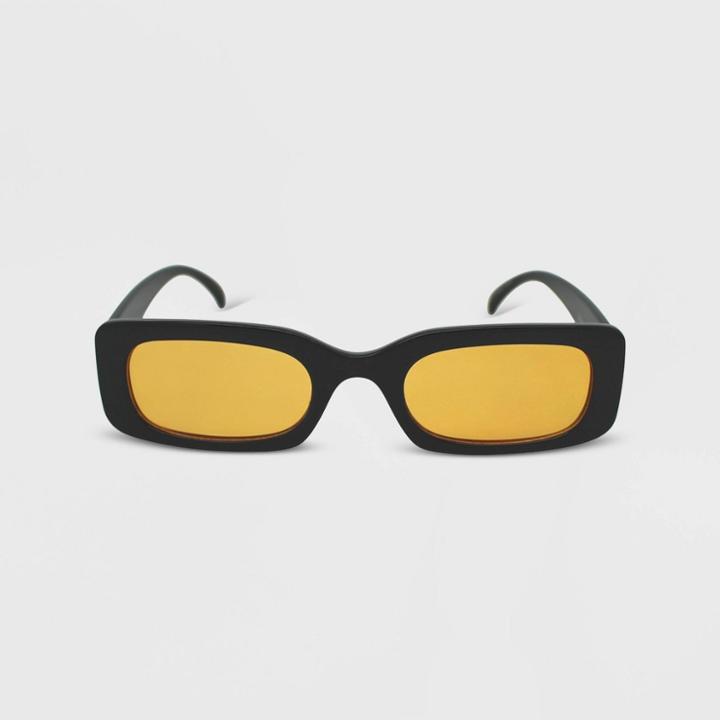 Women's Solid Plastic Rectangle Sunglasses - Wild Fable Black