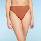 Women's Seamed High Waist Bikini Bottom - Sea Angel Orange