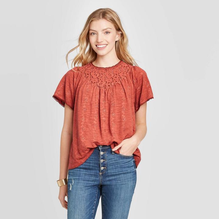 Women's Flutter Short Sleeve Blouse - Knox Rose Coral