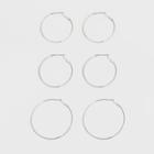 Hoop Earring Set 3ct - A New Day Silver, Women's,