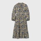 Women's Printed Long Sleeve Tiered Dress - A New Day Gray