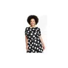 Women's Plus Size Polka Dot Short Sleeve Button-back Top - Tabitha Brown For Target Black/white