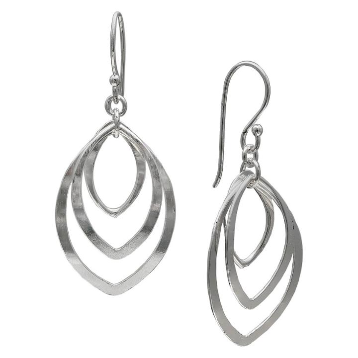 Target Women's Polished Triple Marquise Drop Earrings In Sterling Silver -