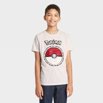 Pokemon Boys' Pokmon Flip Sequin Short Sleeve Graphic T-shirt - Beige