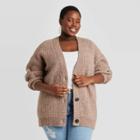 Women's Plus Size Oversized Button-front Cardigan - Universal Thread Tan