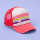 Girls' Rainbow Stripe Trucker Hat - More Than Magic Coral, Girl's, Size:
