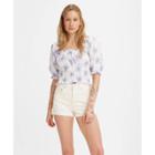 Levi's Women's Short Sleeve Square Neck Tilly Smocked Blouse - Starburst Cool Dusk