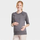 3/4 Sleeve Snap Shoulder Maternity Sweatshirt - Isabel Maternity By Ingrid & Isabel Gray