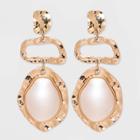 Organic Textured Charm With Simulated Pearl Cabochon Drop Earrings - A New Day Ivory