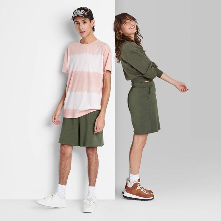 High-rise Fleece Bermuda Shorts - Wild Fable Olive Green