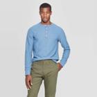 Men's Regular Fit Long Sleeve Textured Henley Shirt - Goodfellow & Co Divine Blue