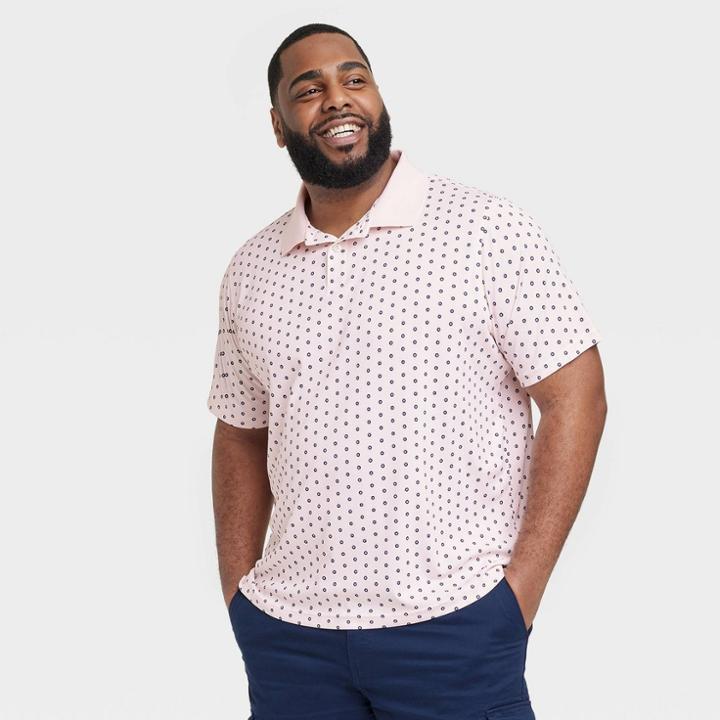 Men's Big & Tall Regular Fit Short Sleeve Performance Polo Shirt - Goodfellow & Co Dusk Pink