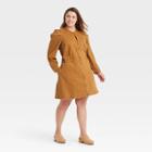 Women's Plus Size Puff Long Sleeve Structured Denim Dress - Universal Thread Brown