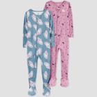 Carter's Just One You Baby Girls' 2pk Owls And Stars Footed Pajama - Blue/purple