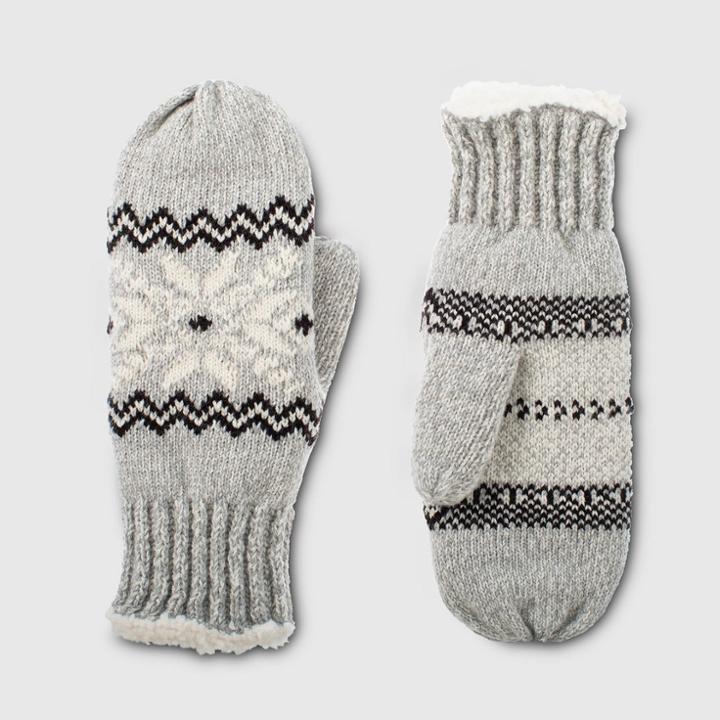 Isotoner Women's Smartdri Knit Snowflake Mittens - Gray